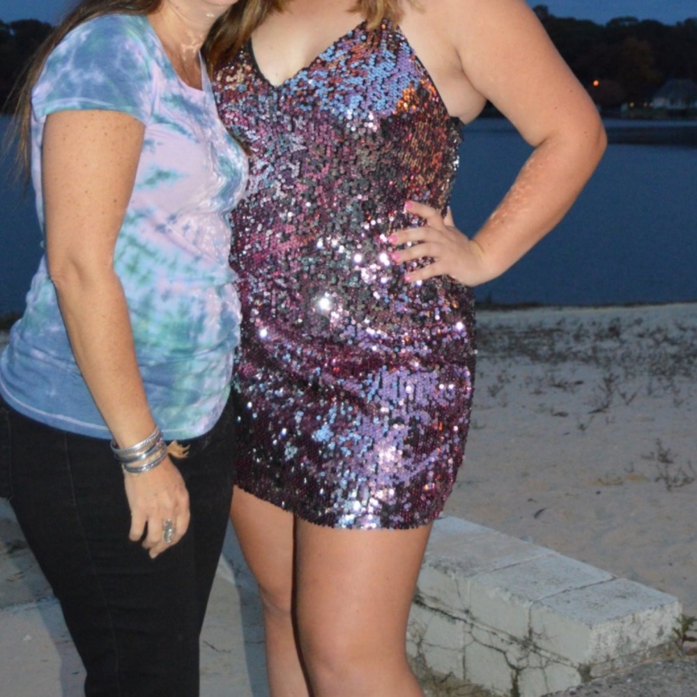 LuLus Shiny Pink Sequin Sleeveless Mini Dress